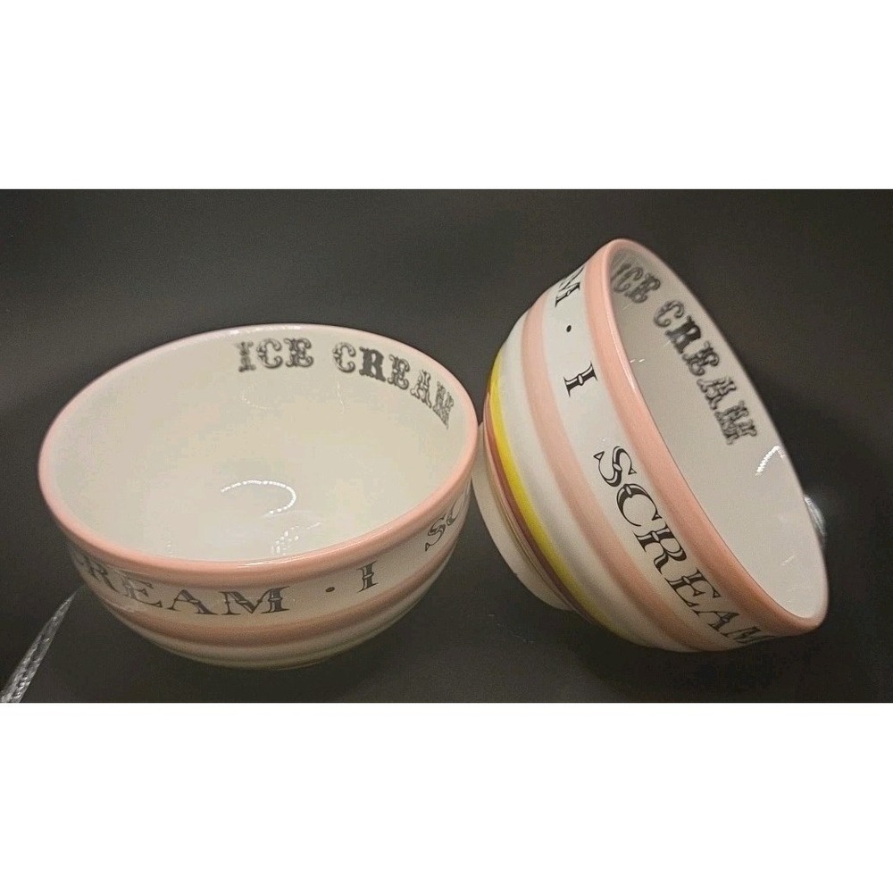 Pair of  Ice Cream Bowls "Sweet Soiree" Grasslands Road  5.5 x 3" Summer Kitchen